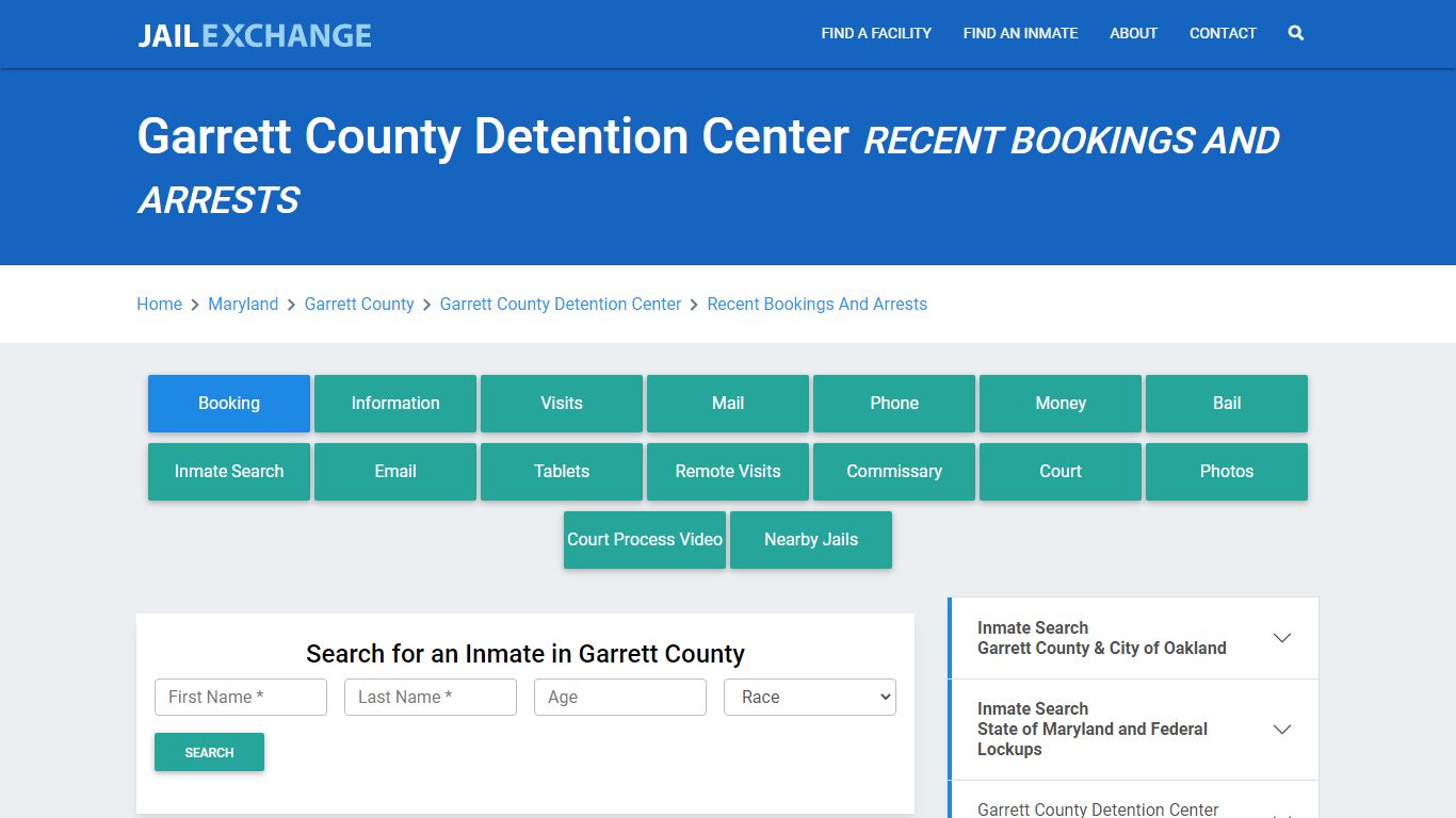 Garrett County Detention Center Recent Bookings And Arrests - Jail Exchange