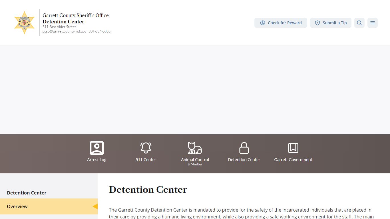 Detention Center | Sheriff's Office of Garrett County, Maryland