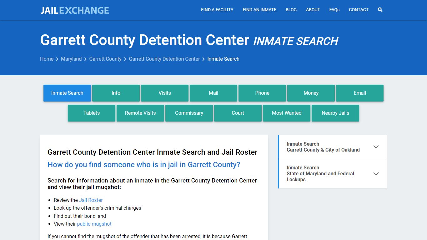 Garrett County Detention Center Inmate Search - Jail Exchange