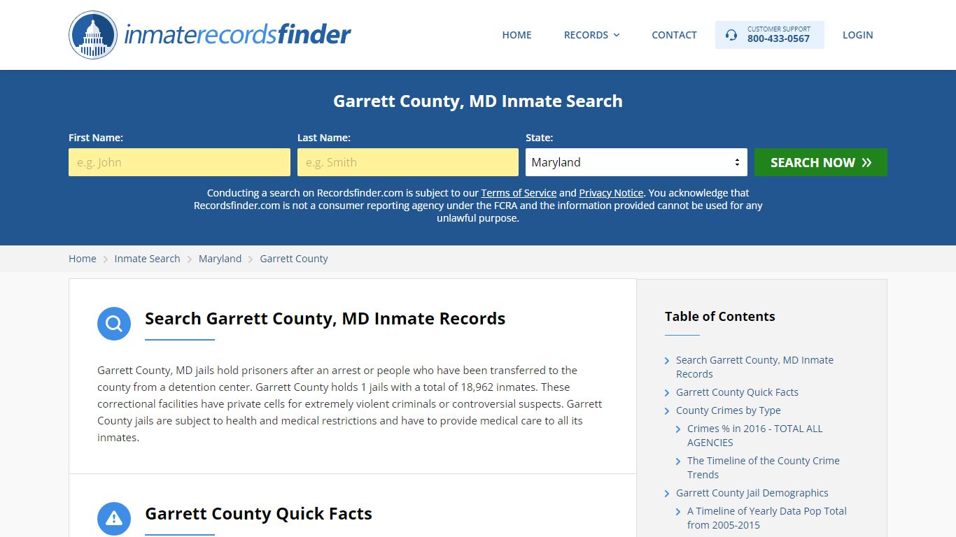 Garrett County, MD Inmate Lookup & Jail Records Online